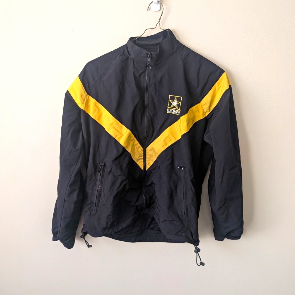 US Army APFU Physical Fitness Jacket Small Regular Black Gold SPE1C1-21-D-B102